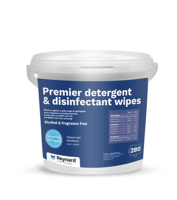 Reynard Premier Detergent & Disinfectant Wipes Tub 25x28cm