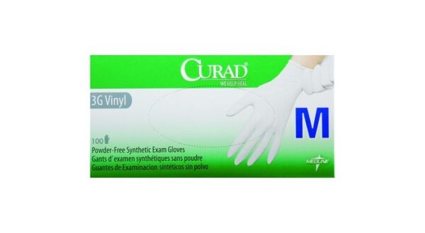 Medline Curad® 3G Stretch Vinyl Exam Gloves Medium Box/100